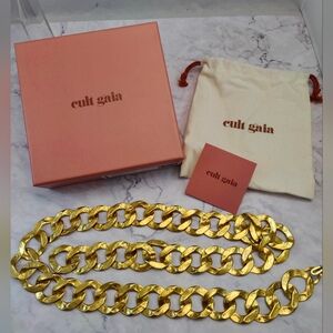 Cult Gaia Dulce Belt Gold Hammered Metal Waist Chain